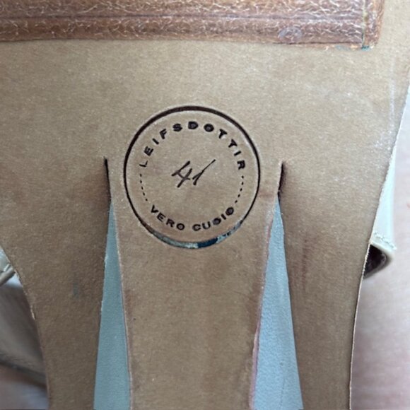 Leifsdottir Two Tone Taupe/Tan Platform All Leather Sandals Women's Size 10.5/41 - Picture 9 of 13